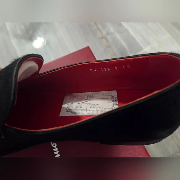 Salvatore Ferragamo Black Horse Hair Loafers with Vibrant 